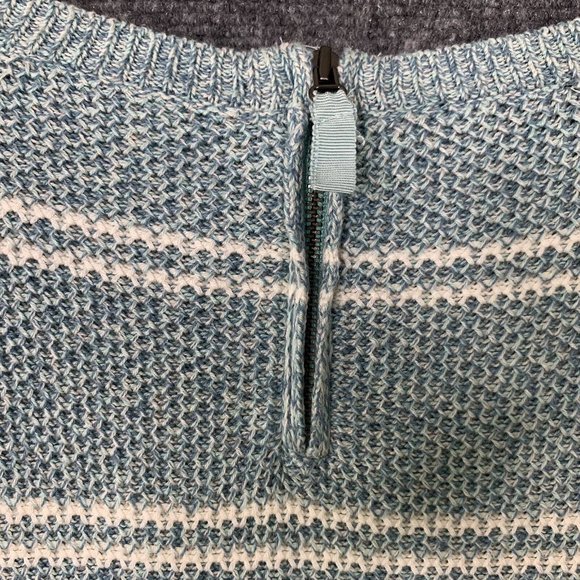 Talbots Long Sleeve Pull Over Sweater Turquoise w/White Stripe Women XL  1/4 Zip - Picture 7 of 9